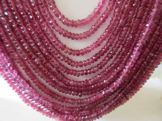 12 Strands Pink Tourmaline Layered Necklace, 2mm To 3mm Natural Ruby Color Pink Tourmaline Faceted Rondelle Multi Strand Necklace, GDS1172