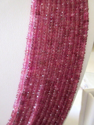 12 Strands Pink Tourmaline Layered Necklace, 2mm To 3mm Natural Ruby Color Pink Tourmaline Faceted Rondelle Multi Strand Necklace, GDS1172