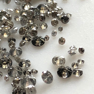 10 Pieces Tiny 1mm To 2mm/2mm To 3mm Round Brilliant Cut Salt And Pepper Diamond Loose, Natural Grey Black Faceted Diamonds, DDS581/1