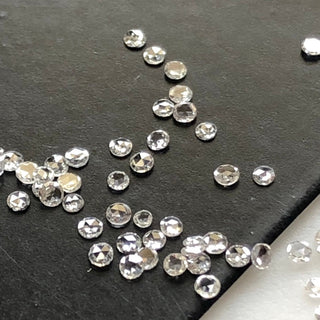 10 Pieces Tiny Rare 1mm To 1.5mm/2mm Natural Clear White Round Rose Cut Diamond Loose, Clear White G Color VS2 Diamond Rose Cut, DDS581/3