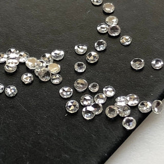 10 Pieces Tiny Rare 1mm To 1.5mm/2mm Natural Clear White Round Rose Cut Diamond Loose, Clear White G Color VS2 Diamond Rose Cut, DDS581/3