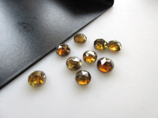 4 Pieces 4mm To 4.5mm Natural Clear Cognac Brown Honey Color Round Rose Cut Diamond Loose, Loose Brown Diamond Rose Cut Cabochon,  DDS5565/2