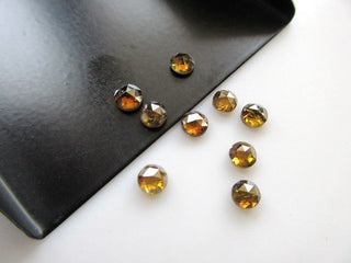 4 Pieces 4mm To 4.5mm Natural Clear Cognac Brown Honey Color Round Rose Cut Diamond Loose, Loose Brown Diamond Rose Cut Cabochon,  DDS5565/2