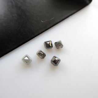 Set Of 5 Tiny 2.7-3.1mm Grey Black Salt And Pepper Asscher Cut Diamond Rose Cut Loose Cabochon, Rose Cut Diamond For Stacking Ring, DDS570/4