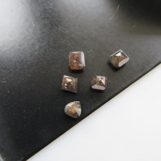 Set Of 5 Tiny 3-4mm Brown Red Cognac Salt And Pepper Mix Shape Diamond Rose Cut Loose Cabochon, Rose Cut Diamond For Stacking Ring, DDS570/5
