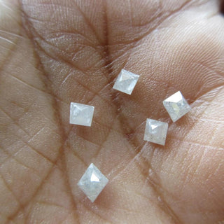 Set Of 5 Tiny Kite Diamond Shaped 4.5mm to 5.1mm White Rose Cut Diamond Loose Cabochon, Faceted Diamond Rose Cut Cabochon For Ring, DDS568/5
