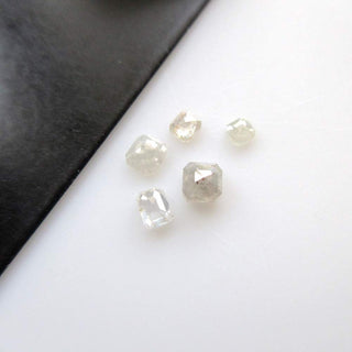 Set Of 5 Tiny Asscher Cut 2mm to 3.5mm Clear White Rose Cut Diamond Loose Cabochon, Faceted Diamond Rose Cut Cabochon For Jewelry, DDS568/10