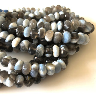 Natural Blue Grey Bi Color Opal Rondelle Beads, Faceted Blue Opal Rondelles, 8mm/9mm/10mm Opal Beads, Blue Opal Jewelry, GDS1187