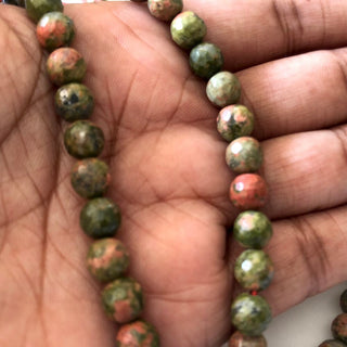 6.5mm Faceted Unakite Round Beads, Unakite Round Beads, Jasper Jewelry, 6mm Beads, 15 Inch Strand, GDS1190