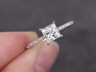 Tiny 0.28 CTW/3.1 MM Princess Cut Moissanite Diamond Matched Pairs 2pc GH/VS2 Colorless Moissanite Matched Pair
