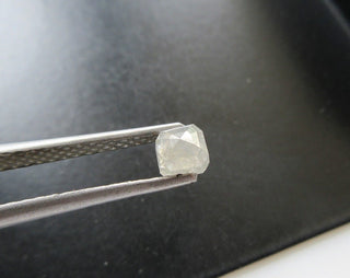 OOAK 0.70CTW/4.4mm Natural White Asscher Cut Rose Cut Diamond Loose Cabochon, Faceted Rose Cut Diamond Loose For Ring, DDS571/4