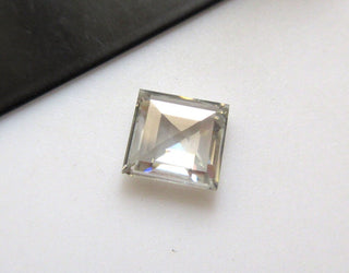OOAK 1.50 CTW/7.9MM Clear White Loose Moissanite Rose Cut For Ring, Faceted Square Shape Flat Back Moissanite Loose Cabochon, MM87