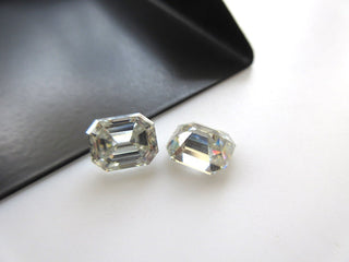 2.02 Ctw/8.4 MM Emerald Cut Moissanite Loose, Sold As 1pc/2pc Matched Pair GH/VS2 Colorless Moissanite Diamond For Earrings/Ring MM140/21