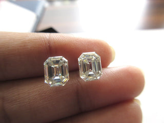 2.02 Ctw/8.4 MM Emerald Cut Moissanite Loose, Sold As 1pc/2pc Matched Pair GH/VS2 Colorless Moissanite Diamond For Earrings/Ring MM140/21