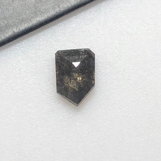 OOAK 0.45CTW/6.3mm Clear Black Shield Shaped Salt And Pepper Rose Cut Diamond Loose Cabochon, Faceted Diamond Rose Cut Cabochon, DDS544/11