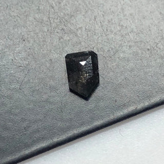 OOAK 0.45CTW/6.3mm Clear Black Shield Shaped Salt And Pepper Rose Cut Diamond Loose Cabochon, Faceted Diamond Rose Cut Cabochon, DDS544/11