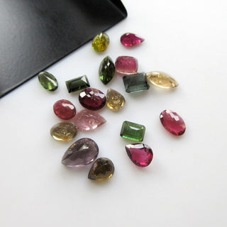 Set Of 9 Pieces 8mm To 11mm Huge Tourmaline Faceted Cabochons, Pink Green Blue Natural Tourmaline Cabochon Loose For Ring, GDS1193