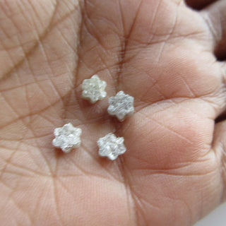 White Black Color Raw Rough Laser Cut Flower Shaped Loose Diamond , 5mm/7mm Natural Diamond Loose For Jewelry, DDS577