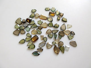 5 Pieces Brown Blue Champagne Moissanite Rose Cut Flat Back Cabochon, Rose Cut Moissanite Slice, 5mm To 10mm, MM120