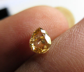 0.35CTW/4.9mm Pear Shaped Clear Yellow Orange Rose Cut Diamond Loose, Natural Orange Full Cut Both Side Faceted Loose Diamond Ring, DDS563/7