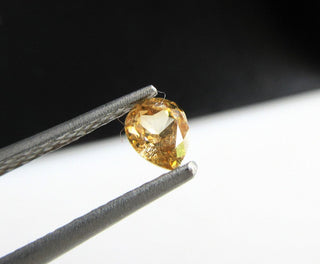 0.35CTW/4.9mm Pear Shaped Clear Yellow Orange Rose Cut Diamond Loose, Natural Orange Full Cut Both Side Faceted Loose Diamond Ring, DDS563/7