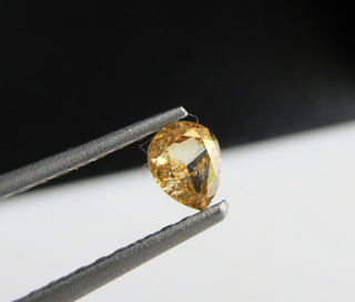 0.35CTW/4.9mm Pear Shaped Clear Yellow Orange Rose Cut Diamond Loose, Natural Orange Full Cut Both Side Faceted Loose Diamond Ring, DDS563/7