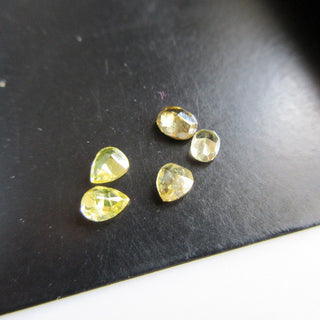 Set of 5 Pieces 4mm To 4.5mm Clear Yellow Rose Cut Diamond Loose, Natural Yellow Full Cut Both Side Faceted Diamond For Ring, DDS563/9