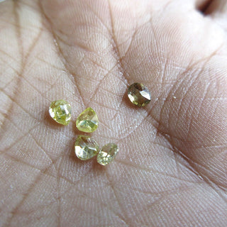 Set of 5 Pieces 4mm To 4.5mm Clear Yellow Rose Cut Diamond Loose, Natural Yellow Full Cut Both Side Faceted Diamond For Ring, DDS563/9