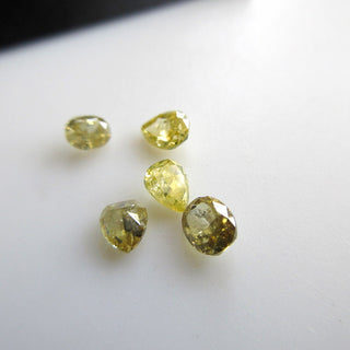 Set of 5 Pieces 4mm To 4.5mm Clear Yellow Rose Cut Diamond Loose, Natural Yellow Full Cut Both Side Faceted Diamond For Ring, DDS563/9