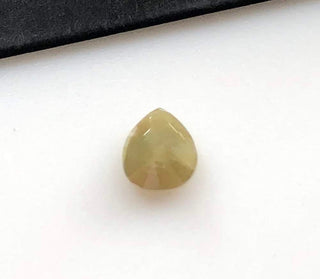 OOAK 0.40CTW/5mm Yellow Green Pear Shaped Rose Cut Diamond Loose Cabochon, Faceted Diamond Rose Cut Loose Cabochon For Ring, DDS545/14
