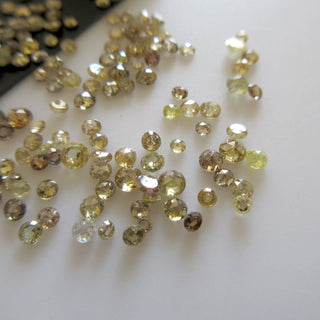 10 Pieces 1.5mm To 3mm Clear Yellow Cognac Champagne Diamond Rose Cut Loose, Sparkling Yellow Rose Cut Diamond Faceted Cabochon, DDS592