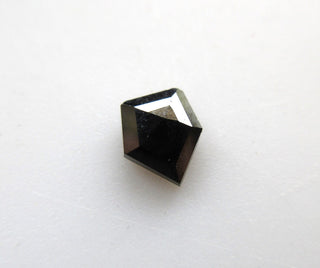 OOAK 0.50CTW/5.9mm Black Shield Shaped Salt And Pepper Rose Cut Diamond Loose Cabochon, Faceted Diamond Rose Cut Cabochon For Ring, DDS586/3