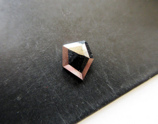 OOAK 0.50CTW/5.9mm Black Shield Shaped Salt And Pepper Rose Cut Diamond Loose Cabochon, Faceted Diamond Rose Cut Cabochon For Ring, DDS586/3