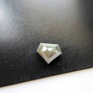 6.4mm 1.35 Carat Grey Green Shield Shaped Rose Cut Diamond Loose Cabochon Faceted Natural Genuine Authentic Conflict Free For Ring DDS586/18