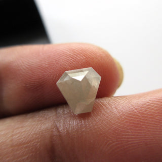 OOAK 6.1mm 1.15 Carat White Fancy Shield Shape Rose Cut Diamond Loose Cabochon Faceted Natural Genuine Authentic For Ring, DDS586/21