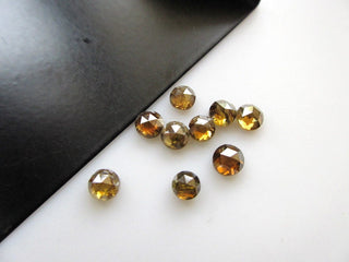 4 Pieces 4mm To 4.5mm Natural Clear Cognac Brown Honey Color Round Rose Cut Diamond Loose, Loose Brown Diamond Rose Cut Cabochon,  DDS5565/2