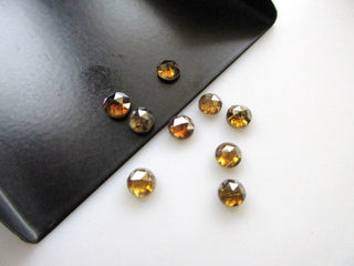 4 Pieces 4mm To 4.5mm Natural Clear Cognac Brown Honey Color Round Rose Cut Diamond Loose, Loose Brown Diamond Rose Cut Cabochon,  DDS5565/2