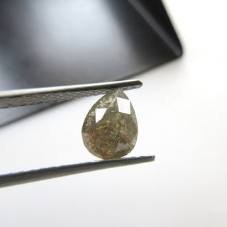 9.2mm/2.40CTW Green Pear Shaped Rose Cut Diamond Loose Cabochon, Faceted Natural Green Diamond Pear Rose Cut For ring, DDS567/5