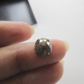 8.8mm/2.15CTW Green Cushion Shaped Rose Cut Diamond Loose Cabochon, Faceted Natural Green Diamond Cushion Rose Cut For ring, DDS567/6