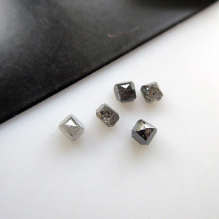 Set Of 5 Tiny 2.7-3.1mm Grey Black Salt And Pepper Asscher Cut Diamond Rose Cut Loose Cabochon, Rose Cut Diamond For Stacking Ring, DDS570/4