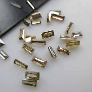 6 Pieces, 2mm To 4mm Clear Cognac Brown Baguette Diamonds, Champagne Brown Faceted Rose Cut Baguette Diamonds, DDS572/1