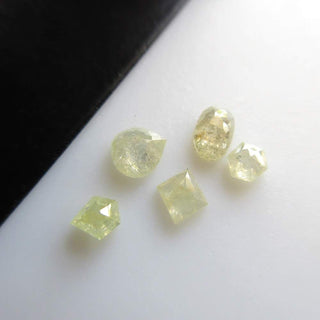 Set Of 5 Mix Shaped 2.9mm to 4.6mm Light Clear Yellow Rose Cut Diamond Loose Cabochon, Faceted Diamond Rose Cut Cabochon For Ring, DDS568/6