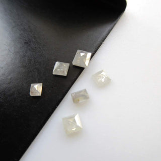 Set Of 6 Tiny Mix Shaped 2.5mm to 3.9mm Clear White Rose Cut Diamond Loose Cabochon, Faceted Diamond Rose Cut Cabochon For Jewelry, DDS568/9
