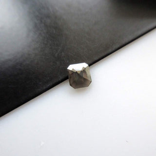 0.30CTW/4.7mm Grey Emerald Cut Salt And Pepper Rose Cut Diamond Loose Cabochon, Natural Faceted Diamond Rose Cut For Ring, DDS569/1