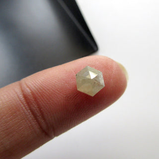 0.85CTW/6.1mm Clear White/Grey Hexagon Shield Shaped Rose Cut Diamond Loose Cabochon, Faceted Rose Cut Diamond For Ring, DDS588/13