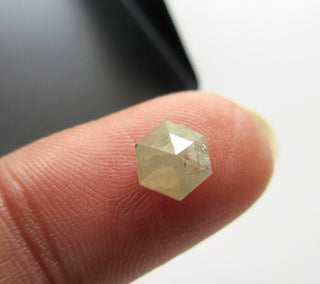 0.85CTW/6.1mm Clear White/Grey Hexagon Shield Shaped Rose Cut Diamond Loose Cabochon, Faceted Rose Cut Diamond For Ring, DDS588/13