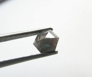 0.95CTW/6mm Clear Grey/Black Hexagon Shield Shaped Salt And Pepper Rose Cut Diamond Loose Cabochon, Faceted Rose Cut Diamond, DDS588/20