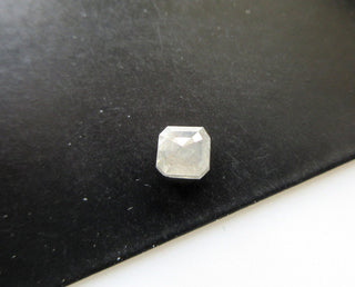 OOAK 0.70CTW/4.4mm Natural White Asscher Cut Rose Cut Diamond Loose Cabochon, Faceted Rose Cut Diamond Loose For Ring, DDS571/4