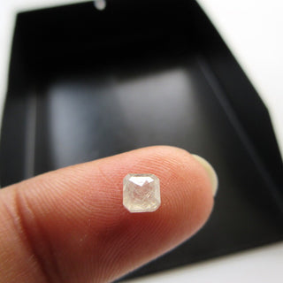 0.50CTW/3.8mm Asscher Emerald Cut Clear White Diamond Rose Cut Loose Cabochon, Faceted Diamond Rose Cut Loose Cabochon For Ring, DDS571/7