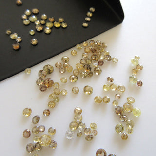 10 Pieces 1.5mm To 3mm Clear Yellow Cognac Champagne Diamond Rose Cut Loose, Sparkling Yellow Rose Cut Diamond Faceted Cabochon, DDS592